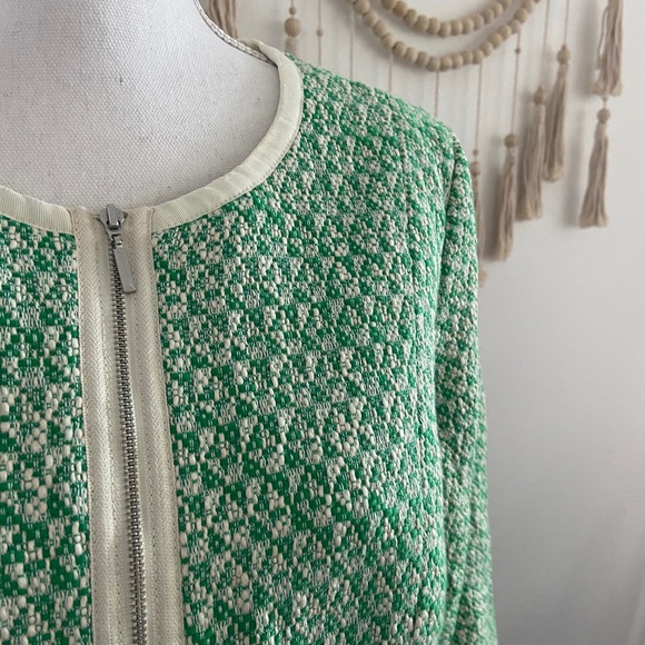 Cabi green cream zip 3/4 sleeve jacket work casual - Picture 2 of 11